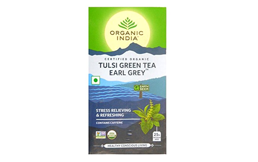 Organic India Tulsi Green Tea, Earl Grey    Box  25 pcs